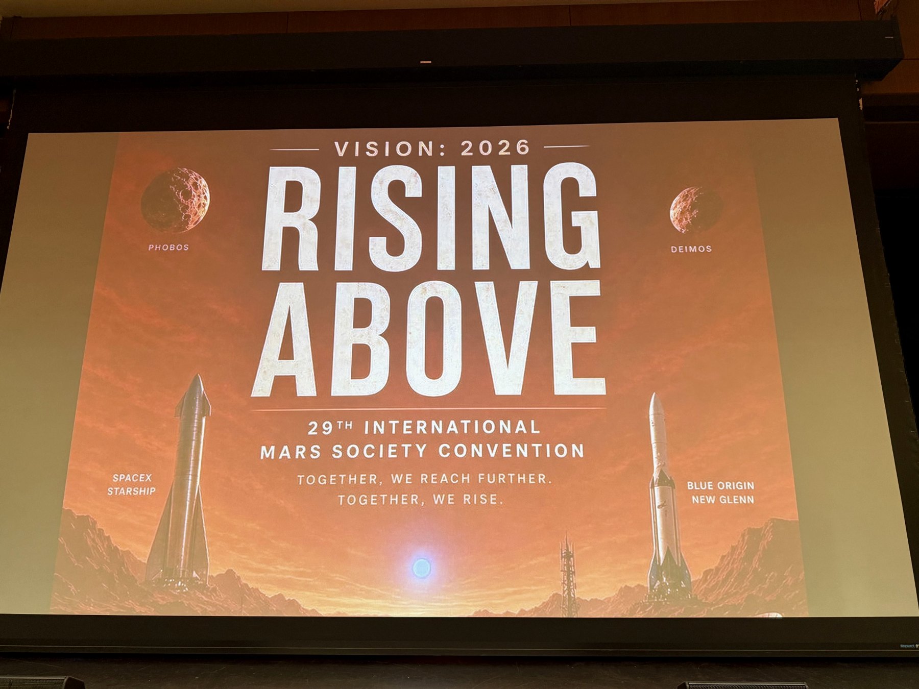 2026国际火星大会 RISING ABOVE 现场主题画面